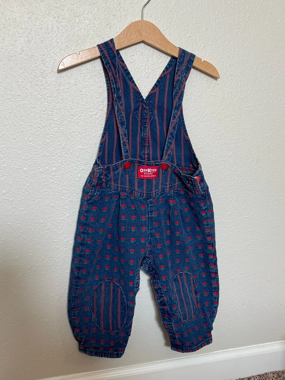 Vintage OshKosh BGosh Vestback Denim Overalls Tulip Knee Patches